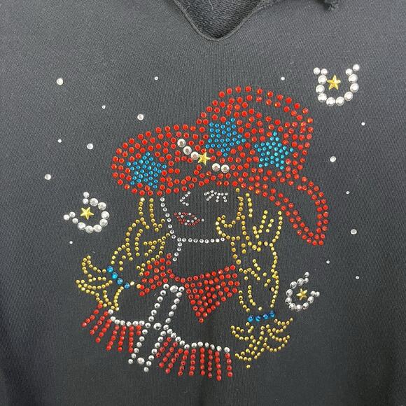 Quaker Factory Rhinestone Cowgirl Sweatshirt Womens M Medium Lettuce Trim - Picture 2 of 6